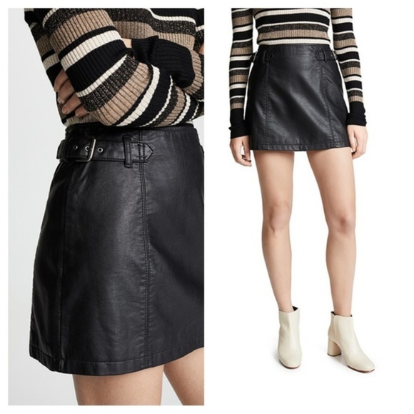 Free People (Anthropologie) Charli Vegan Black ALine Mini Skirt, Size 12 - Picture 4 of 5